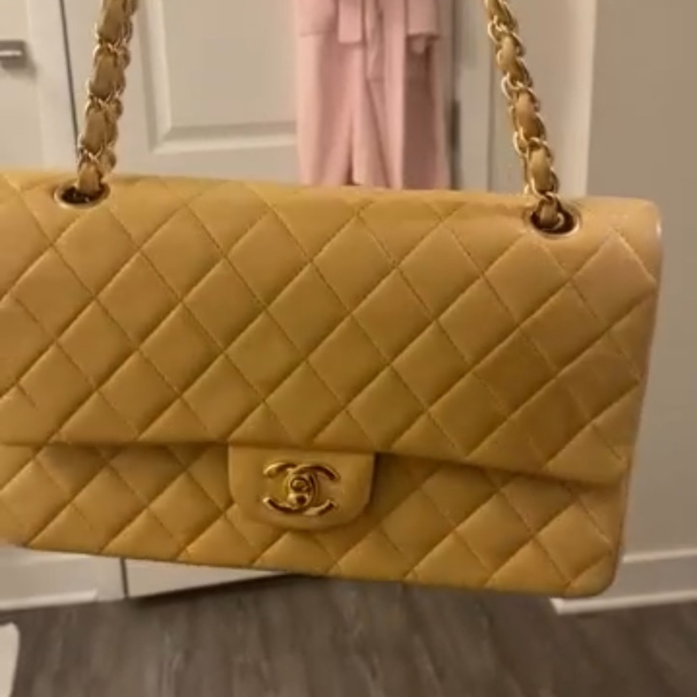 SOLD Chanel Medium Double Flap Lambskin Beige